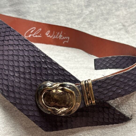 Brutalist Belt Buckle Colin Wilking Snake Asymmetrical Purple Dragon Vintage 70s - Picture 11 of 16